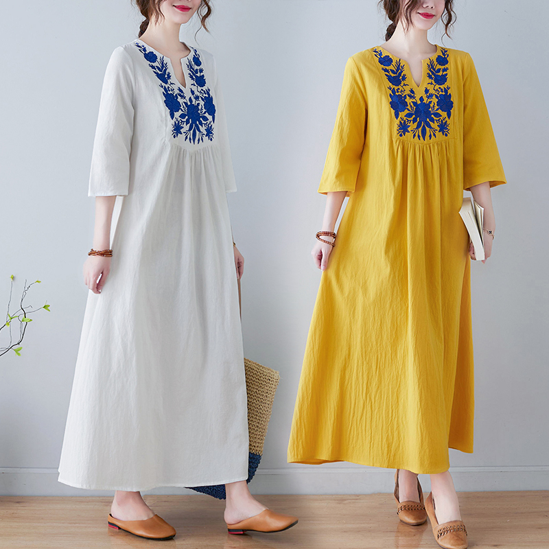 Ethnic Fashion Trend - New Ethnic Style Loose Deep V-Neck