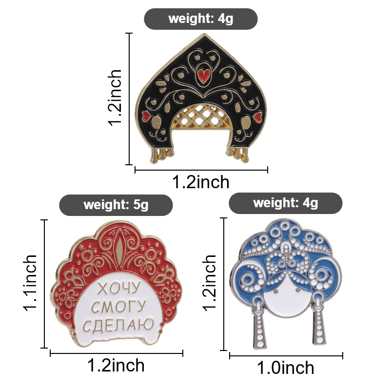 Russian Kokoshnik Enamel Pins  - Ethnic Fashion Quotes recension och pris