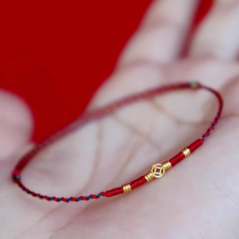 Copper Coin Woven Bracelet Red - Ethnic Fashion Co In recension och pris